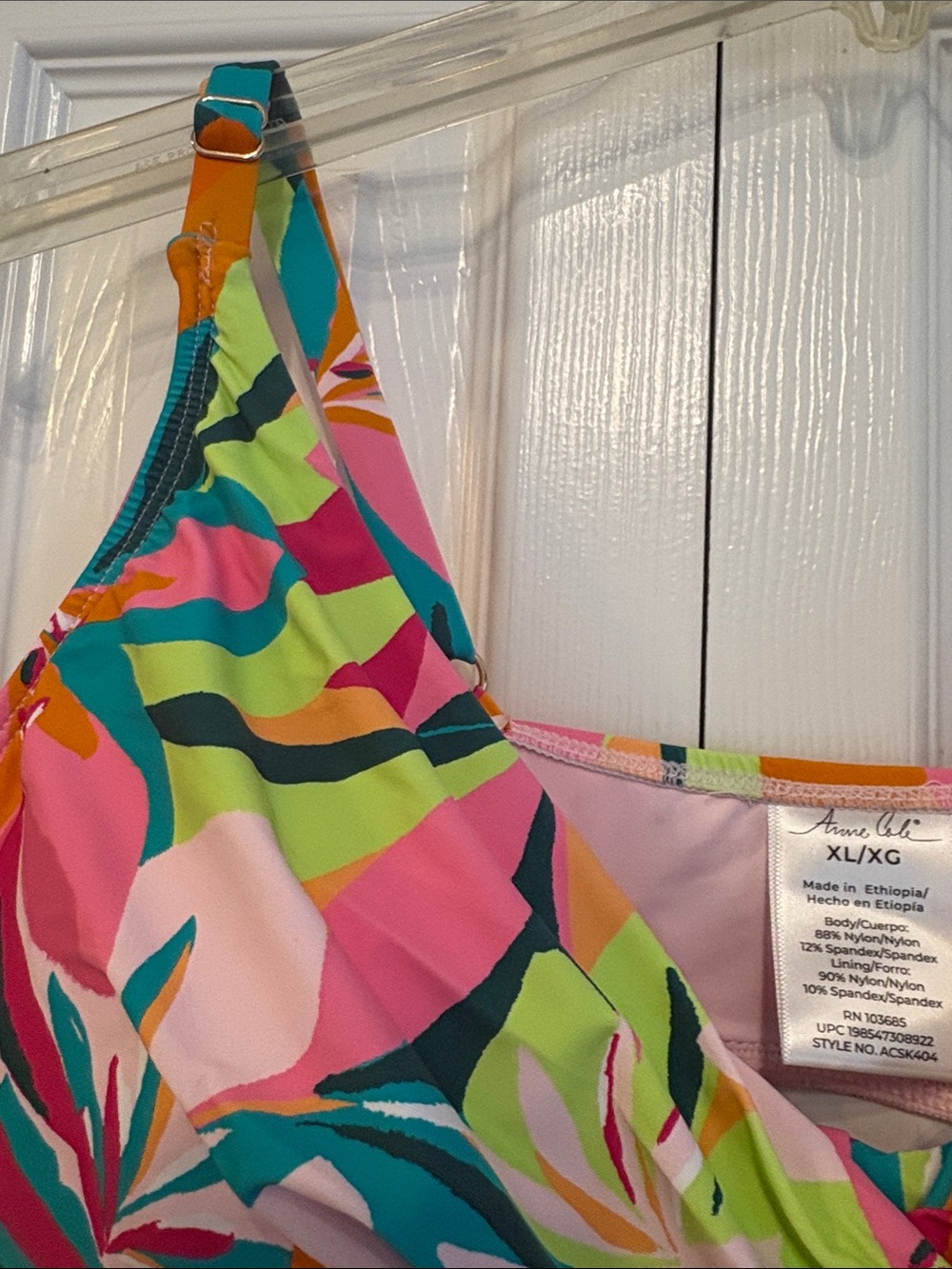 599 Anne Cole Tropical Print Tankini Top - Pink, Teal & Orange - Picture 6 of 6